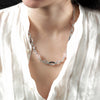 The Petra necklace from Anitka in Sterling Silver and Rose Quartz stones. Length 45cm with 5cm extension chain.