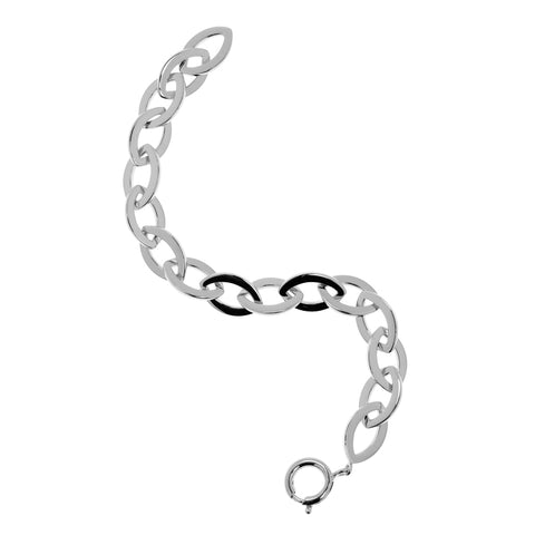 Sterling silver link bracelet from Antika. 19cm long with almond shaped open links.
