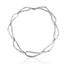 Magnificently crafted choker necklace from Antika. Flame-shaped open links in textured, matt sterling silver with a protective layer of rhodium. The necklace is 44cm long and the links are 50mm x 15mm. Wear with matching bracelet. Made in Germany.