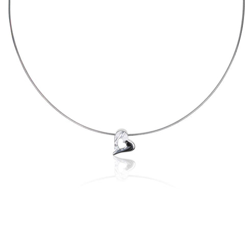 Heart pendant shown on a sterling silver contemporary choker. With shadow.