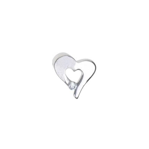 Sterling silver heart pendant with white cz