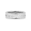 Womens sterling silver ring with continuous row of white cubic zirconia stones, 7mm wide, ref 7483.