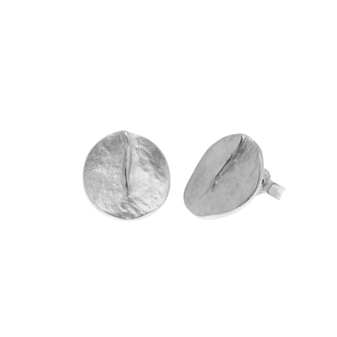 Clementine earring is a sterling silver stud earring in a textured matt finish
