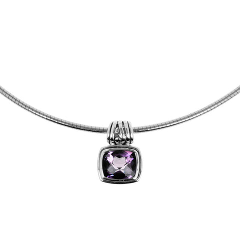 Chrissy pendant amethyst is a sterling silver and amethyst pendant. Buy with chain, choker or on its own.