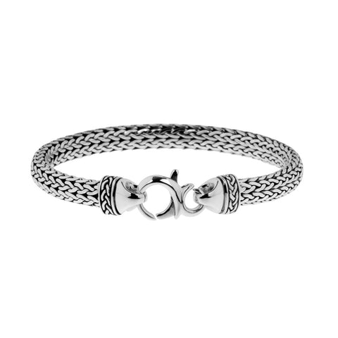 Mens bracelet crafted from woven sterling silver, 4.5mm thick and 6mm wide, ref 6424.