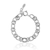Unique and beautifully crafted sterling silver bracelet from Antika. Alternating textured round and smoothly polished oval links comprises this 19cm long bracelet.  Each link is complete - without joins. Has a 2.5cm sterling silver extension chain.