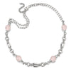 Magnificently crafted necklace from Antika. Pinky beige Rose Quartz stones feature with beautifully crafted Sterling Silver details. The necklace is 45cm long with a 5cm extension chain. There are four Rose Quartz stones each 12mm in diameter.