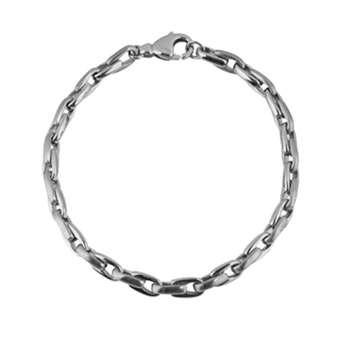 Link bracelet from Antika and made in Germany. Has two-tones with alternating stainless steel links  in matt finish and polished finish, for large wrist, 21cm long.