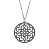 Moroccan inspired pendant design carved in sterling silver. It's round at  28mm in diameter.