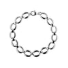 Womens sterling silver bracelet 19cm long with oval links 10mm wide curved tops and flat underside, 19cm long.